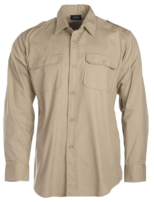 Mil-Tec Long Sleeve Tropical Shirt (Khaki, XL)