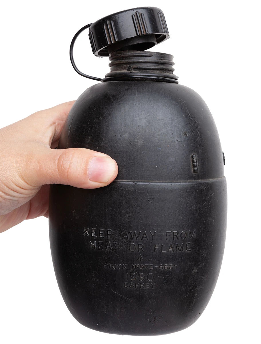 Original British Army Military GB Canteen Plastic Black Without Cup Used