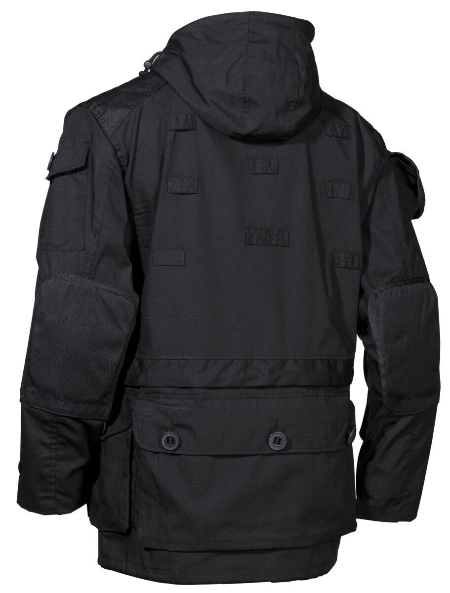 Commando Jacket Smock Hiking Mens Parka Hunting Army Ripstop Coat Black MFH