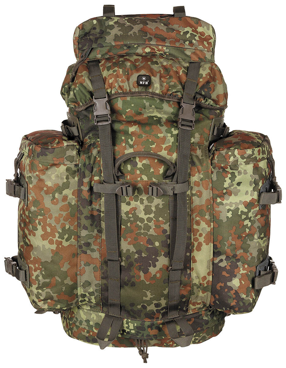 German Army 80L Tactical Backpack Mountain Flecktarn Bundeswehr MFH Airsoft