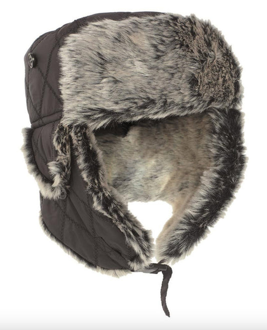 Army Air Forces Aviation Winter Cap Leather  Ma1 Pilot Fur Hat Black