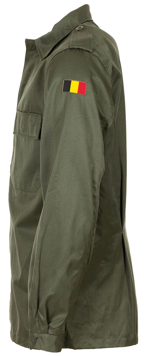 Original Belgian Army Military Field Light Jacket Shirt BDU OD Green 100% Cotton
