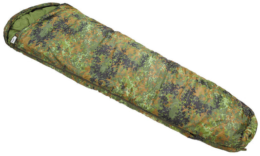 Bundeswehr Camo Mummy Sleeping Bag 2-Layer Filling -10?C  +15?C Hood Adjustable