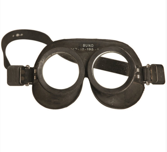 German Army Black Protect Mask Goggles Vintage Military Surplus Adjustable Used