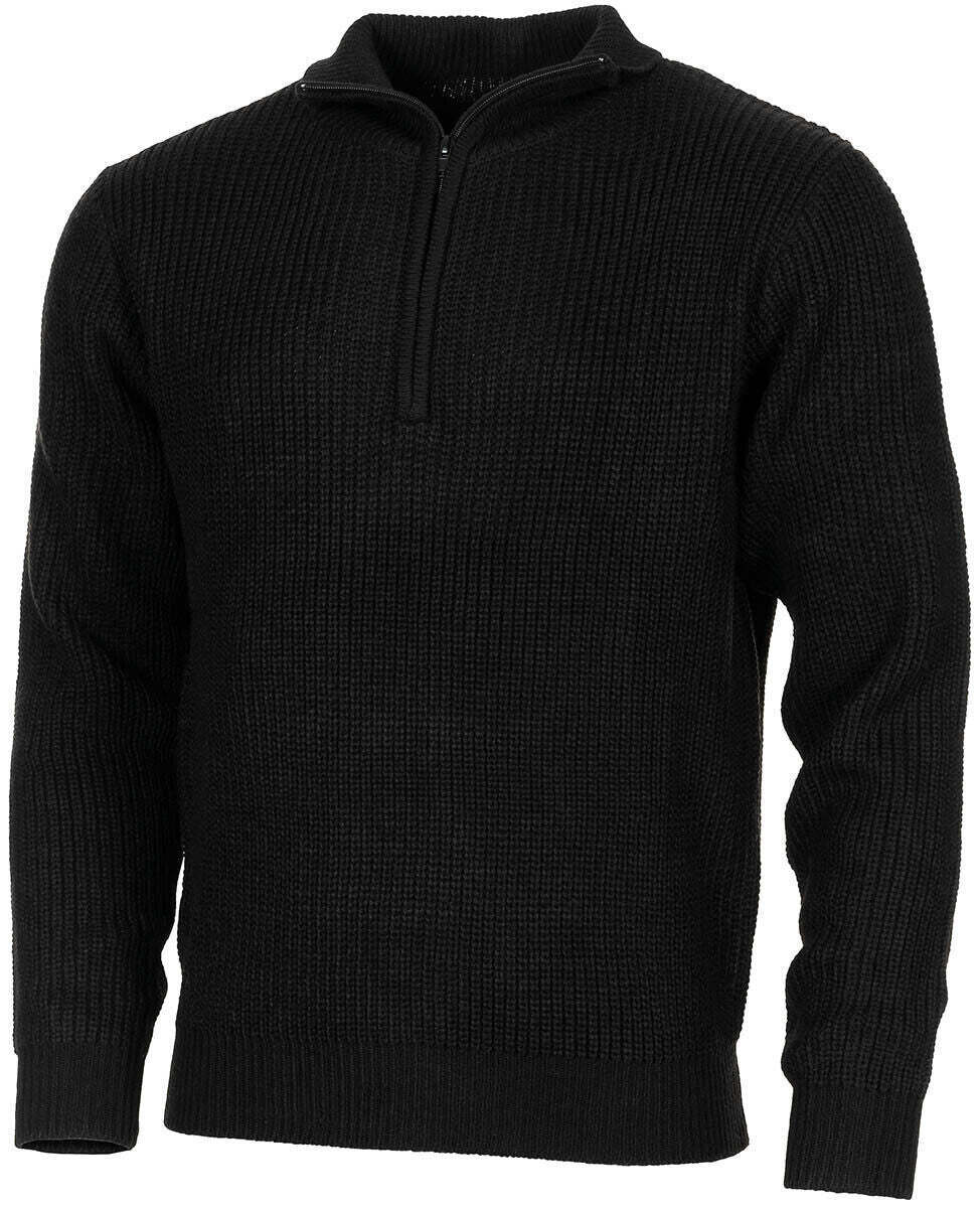 Army Military Sweater Pullover Troyer  Zip On The Collar Acrylic Black
