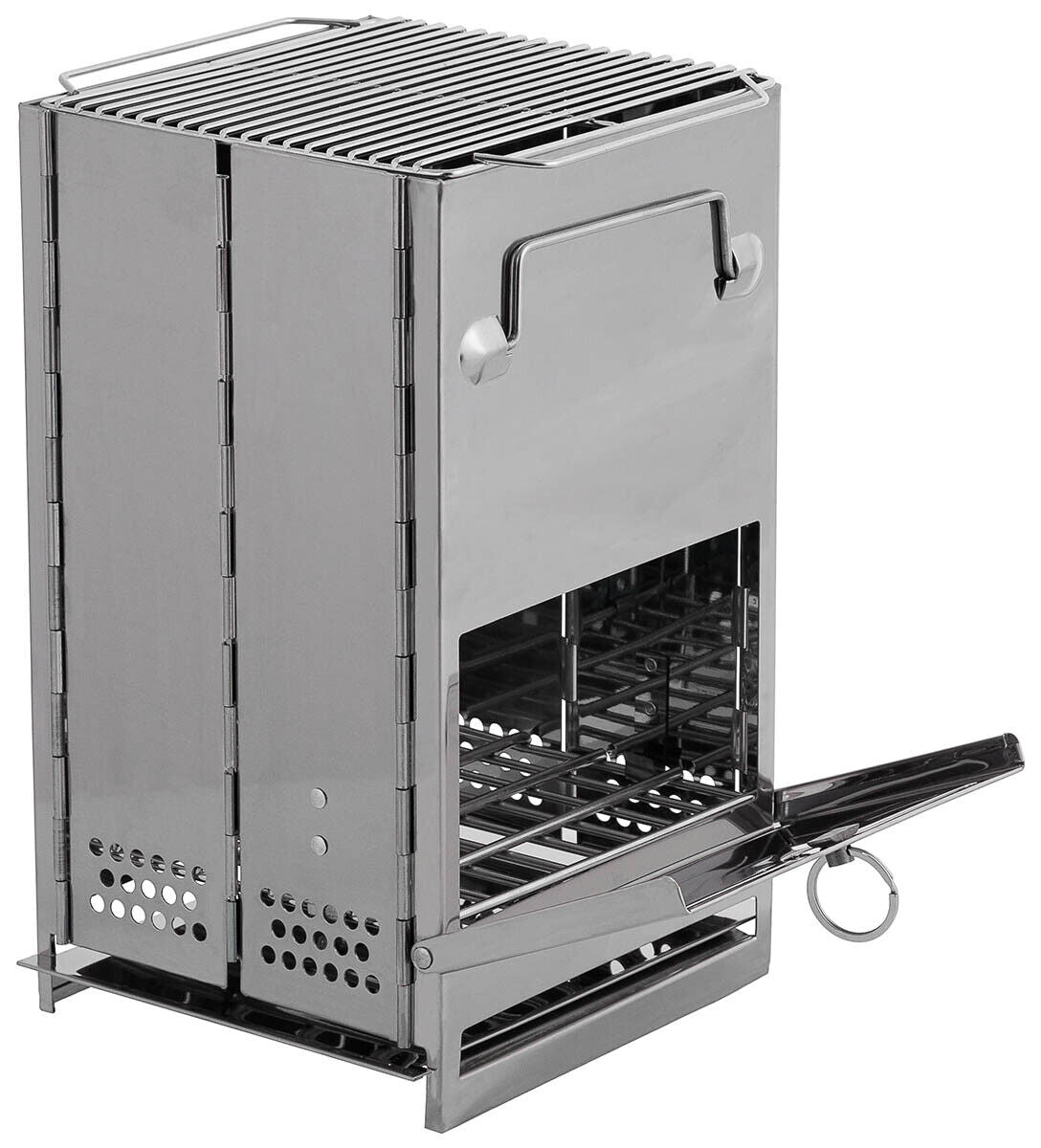 Foldable Stainless Steel Rocket Stove with Grate - Medium Size