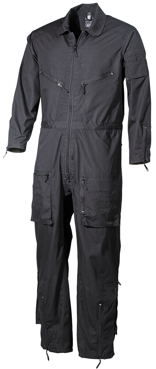 Coverall Jumpsuit Mechanic Security 2 Ways Zip Black 65 %Polyester
