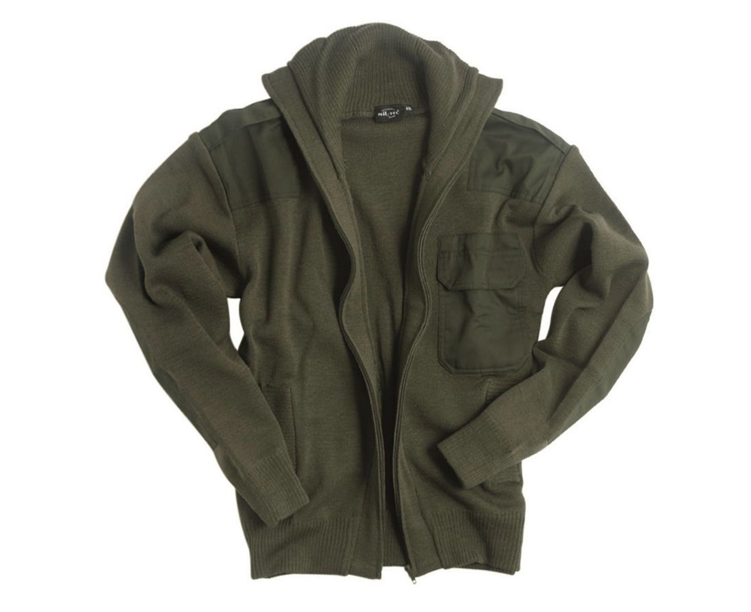 German Army Sweater Cardigan Pullover Acrylic Chest Pocket 80% Wool OD Gren
