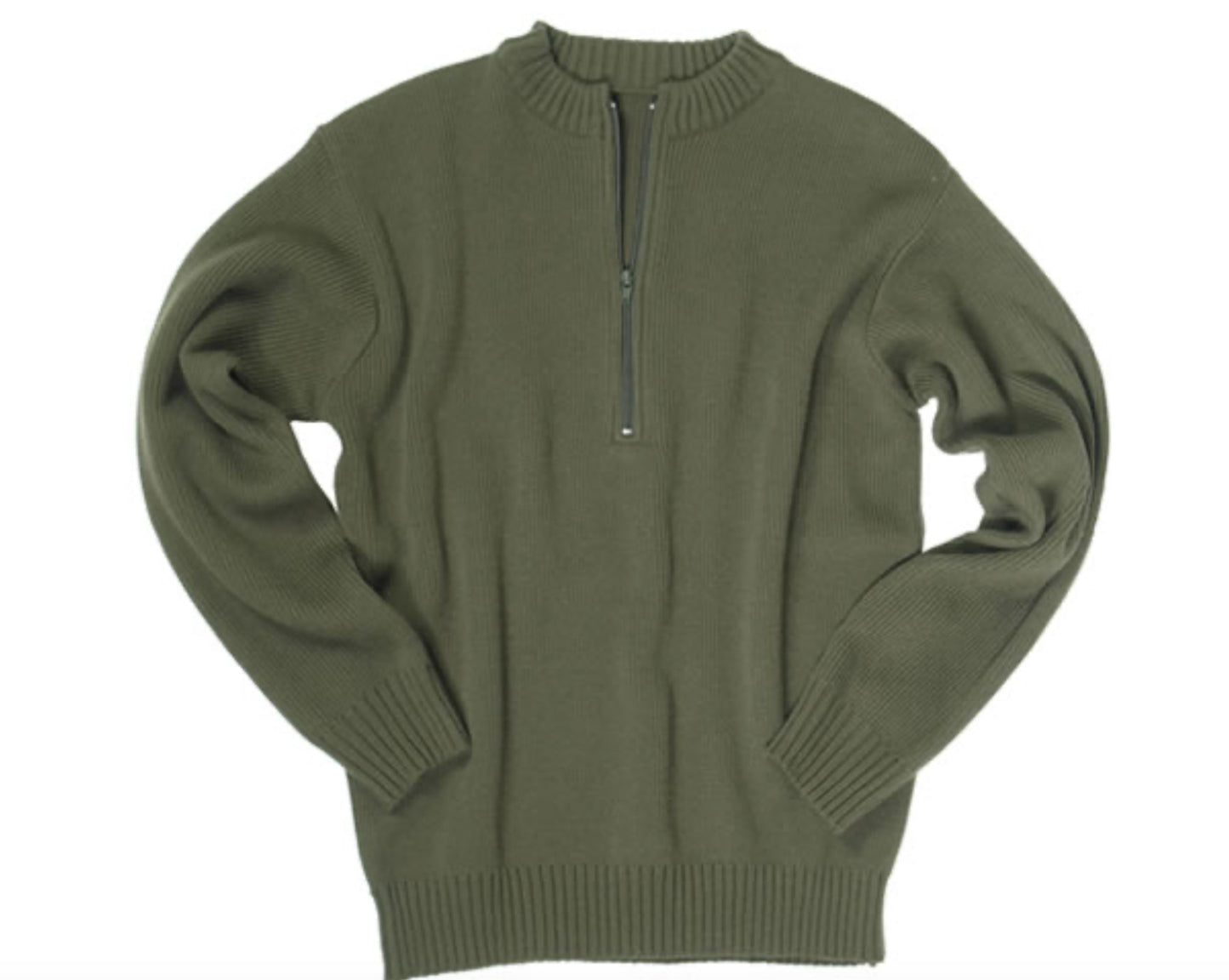 Classic Swiss Military Outdoor Army Warm Sweater With Zipper OD Green