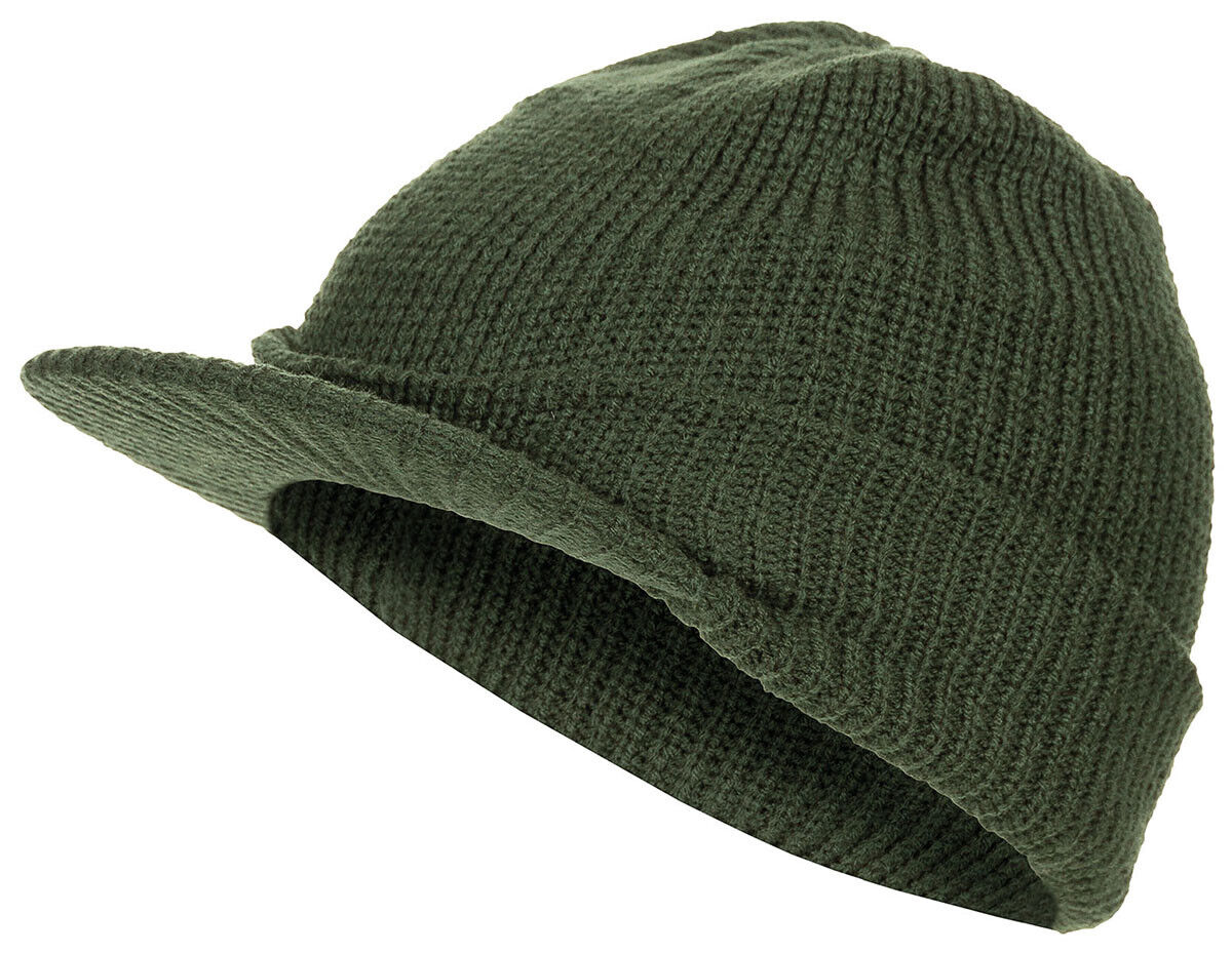 Cap Hat Beanie Easy Care Stretch Material US Jeep Cap Acrylic OD Green