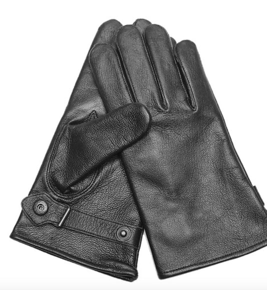 German Army Bundeswehr BW Lined Goat Leather Gloves Black