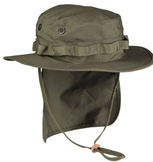 British Army Style Boonie With Neck Flap Molle Loop OD Green