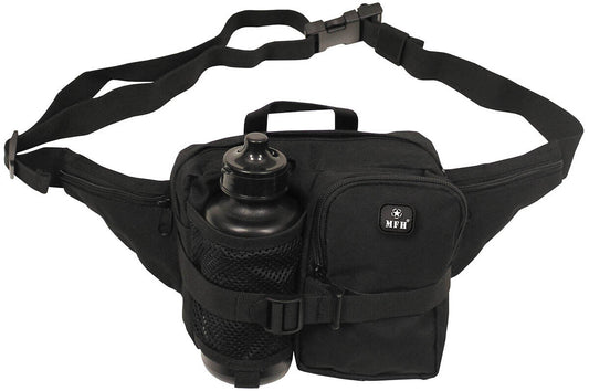 Waist Bag with Drinking Bottle Military Army Combat Style Black