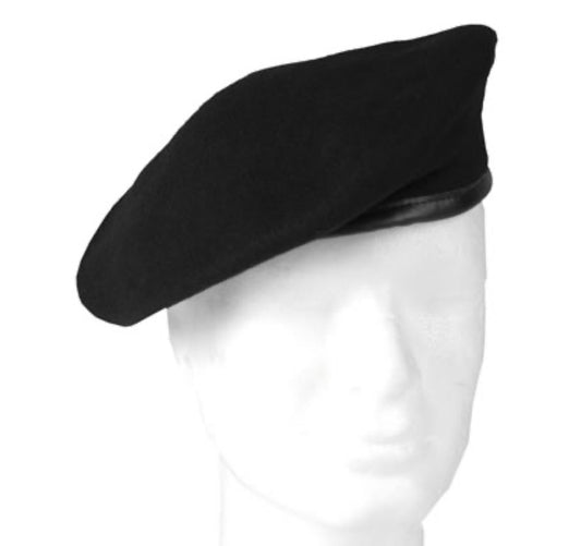 Army Cap Military Hat FIeld Beret 100% Wool Black