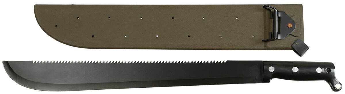 US Style Bolo Machete with Saw Back – Bakelite Handle, Plastic Sheath
