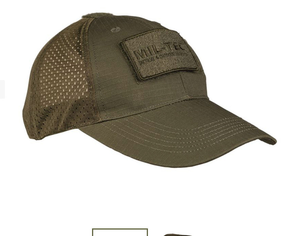 Net Baseball Cap Summer Trucker Style Mil-tec Patch Rip-Stop Hat OD Green