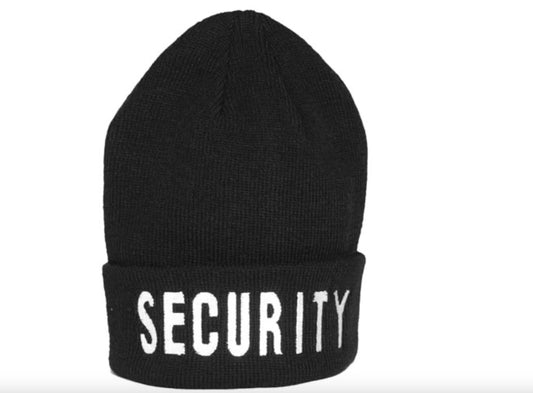 Watch Cap With Embroidery Security Winter Hat 100% Polyacrylic Black