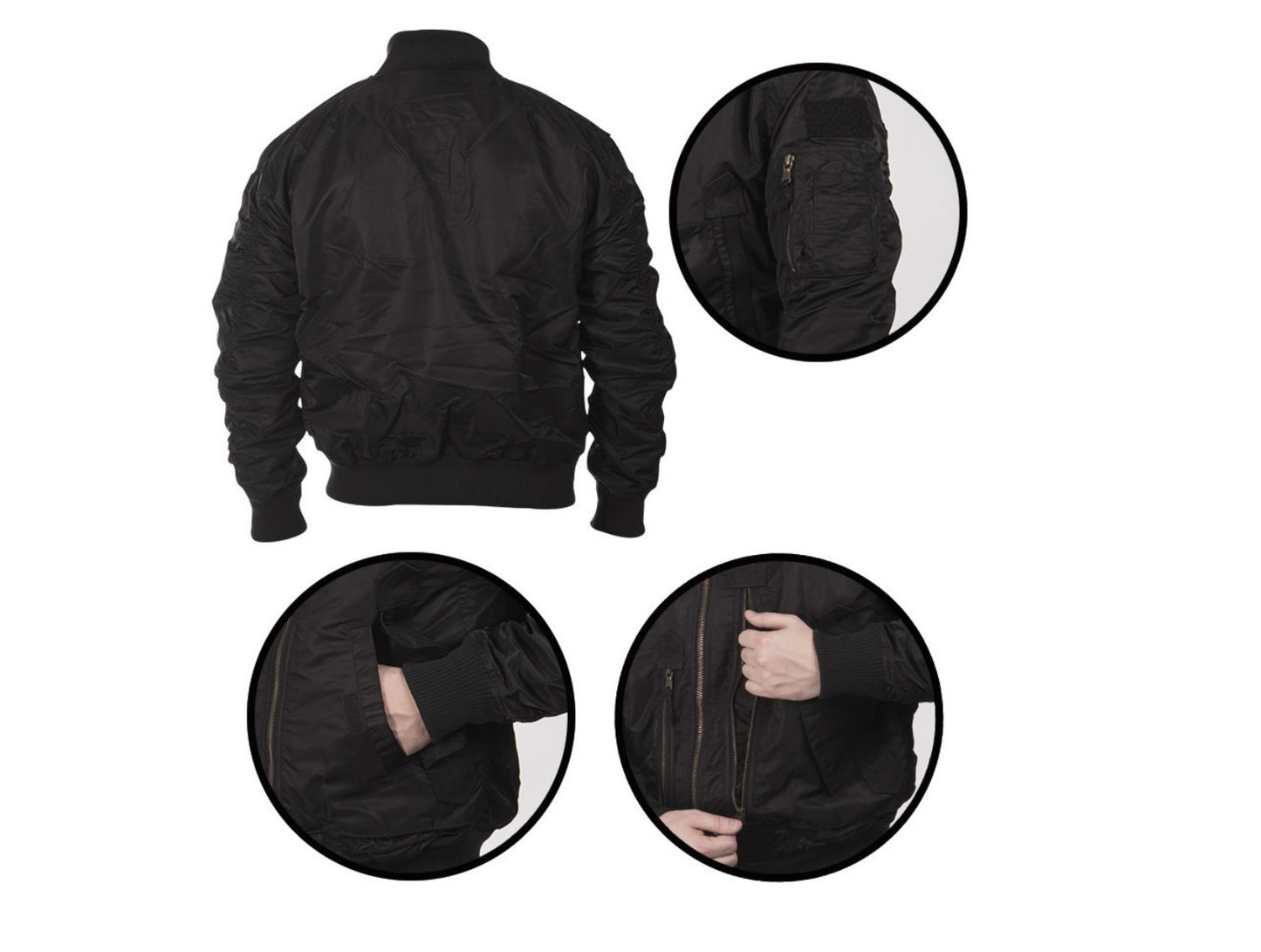 MIL-TEC US Army Tactical Flight Jacket Men Bomber Windblocker Travel Black