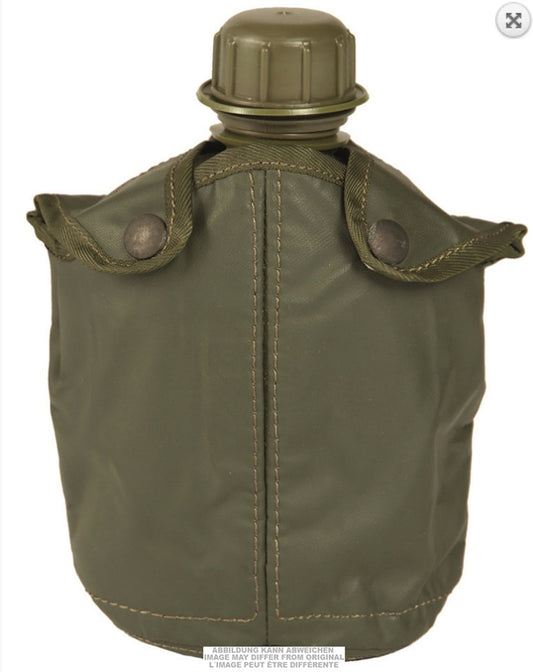 Belgian Army OD 0.75L Plastic Canteen with Cover Military Surplus Vintage Used