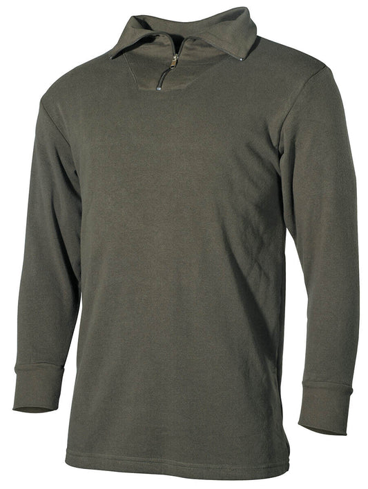 Bundeswehr Army Plush Tricot Shirt Longsleeves OD Green Elastic Waistband