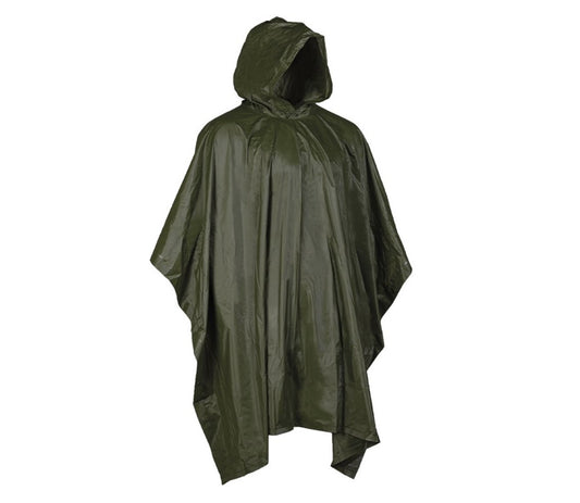 MIL-TEC Weatherproof Rain Coat Hunting Fishing Wet Weather Poncho Vinyl OD Green