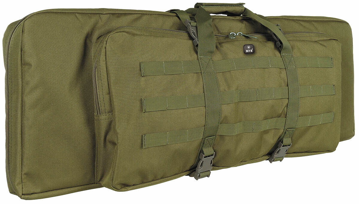 OD Green Rifle Bag for 2 Rifles Padded Backpack Convertible Detachable Straps