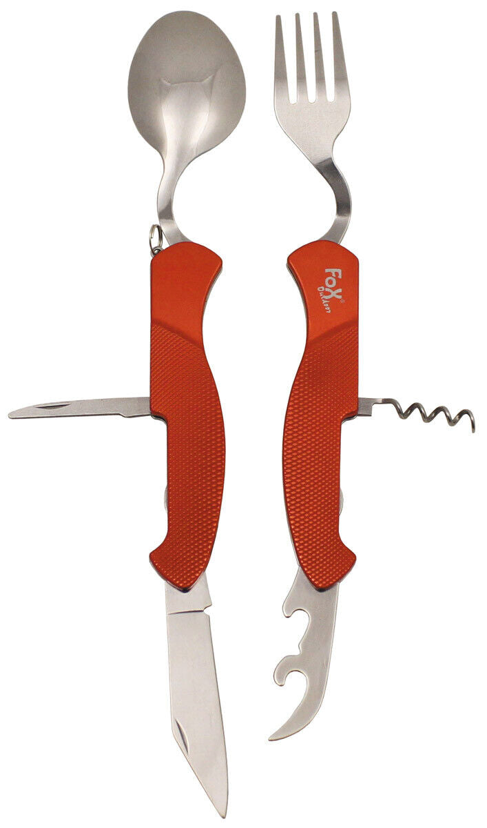 Pocket Knife Military Army Camping Hunting Cutlery Set 6 in 1 Red Divisible