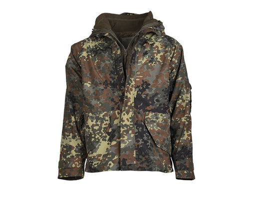 MIL-TEC Weatherproof Jacket Military Army Hunting Wet Weather w/Fleece Flecktarn