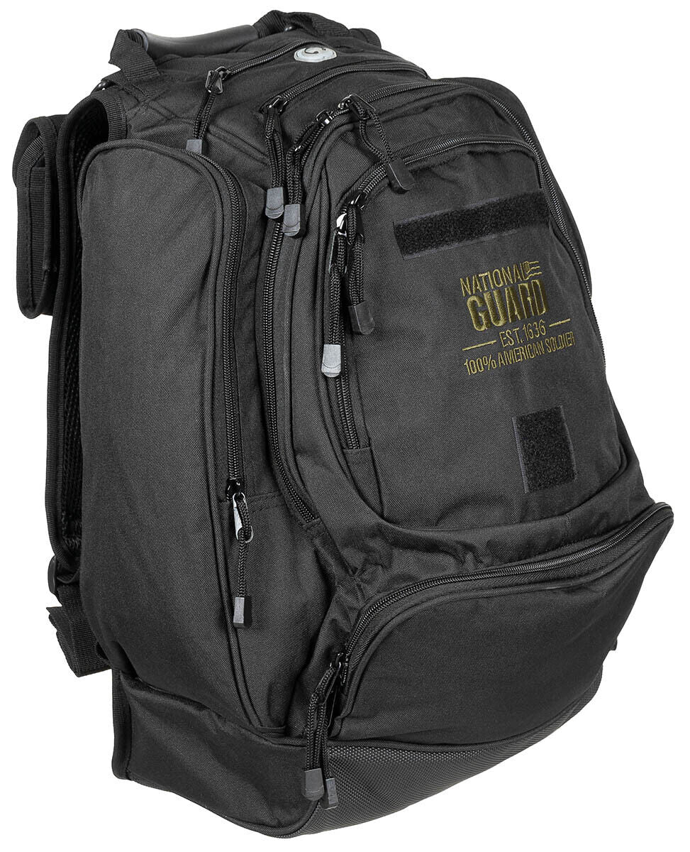 US National Guard Black Backpack Adjustable Straps Detachable Phone Pocket
