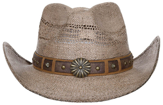 Straw Summer Hat Colorado With Hat Band Brown One Size