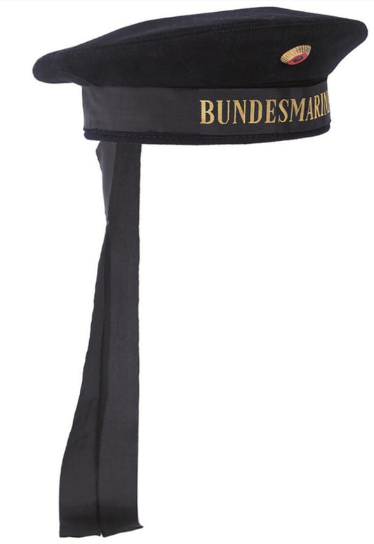 German Army BW Bundeswehr Marine Navy Hat With Insignia 100% Wool Blue