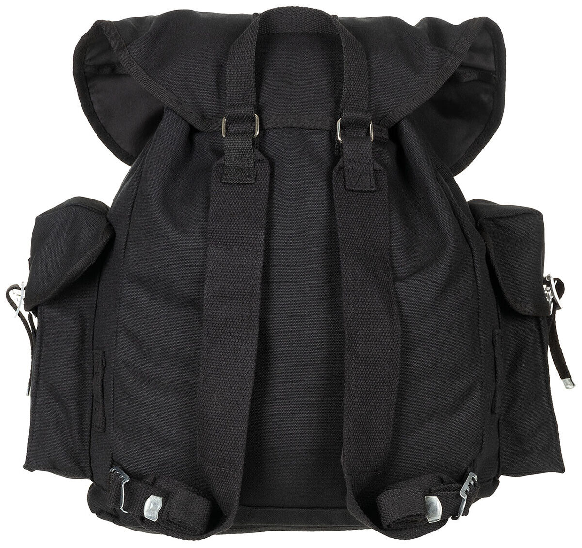 Bundeswehr Canvas Black Backpack Adjustable Straps Lid Closure Main Compartment