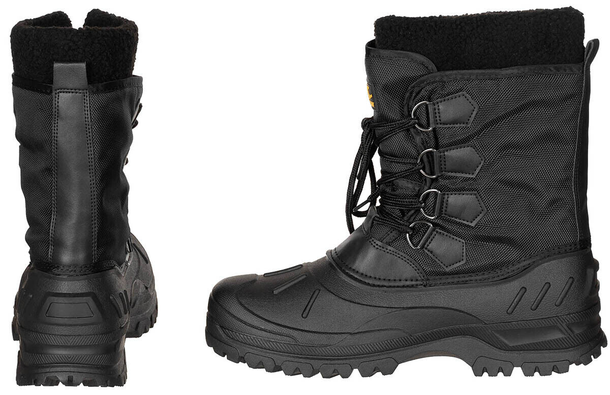 Thermo Boots Black Laced Removable Felt Inner Shoe Nylon Bootleg Artificial Fur