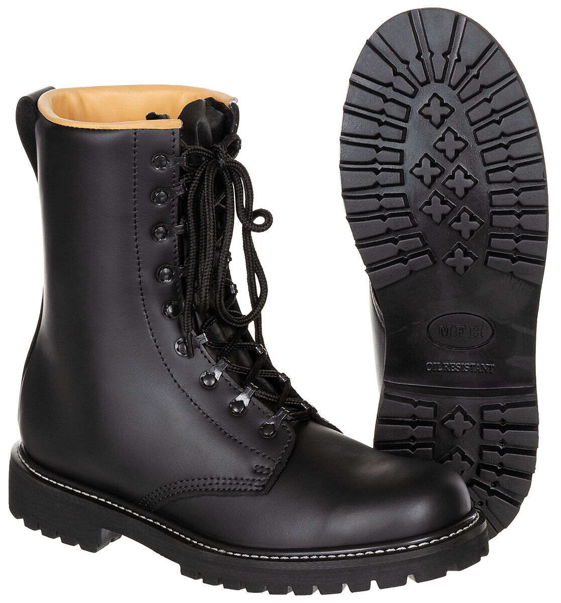 High-Quality Army Combat Lace-up Boots Full-Grain Leather Black Durable Stylish