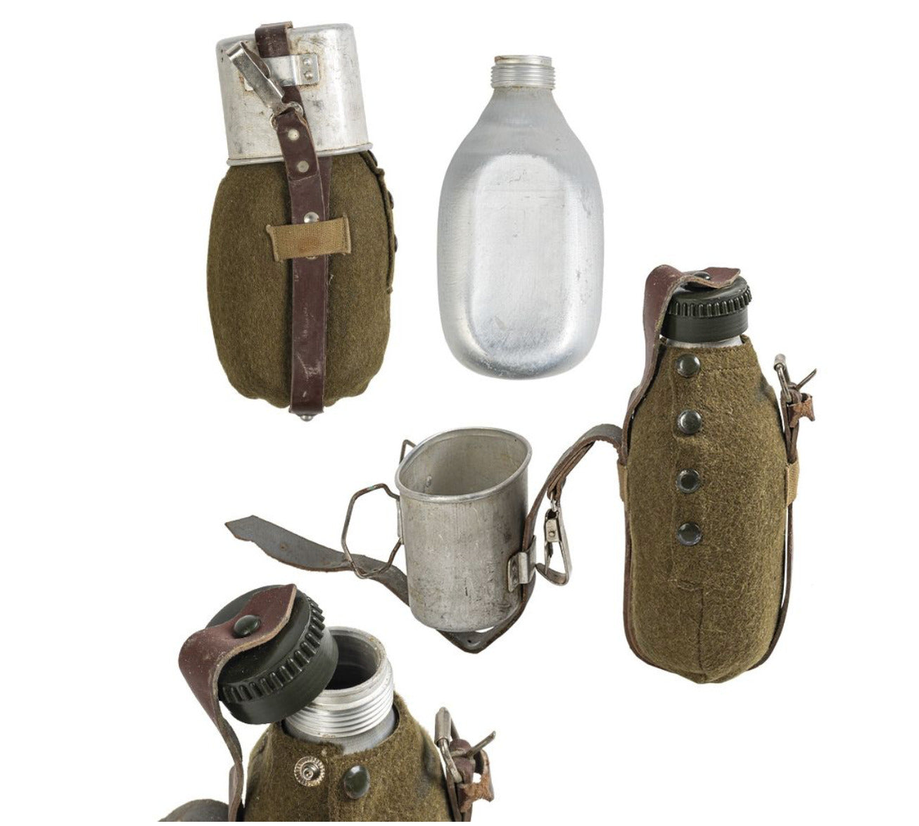 Romanian Army Canteen with Cup & Cover Vintage Military Surplus Durable Used