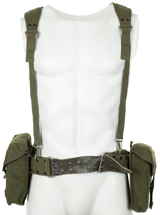 Original Swedish Army Military Tactical Set 304 4 Parts OD Green 2 Bags Belt Strap Used