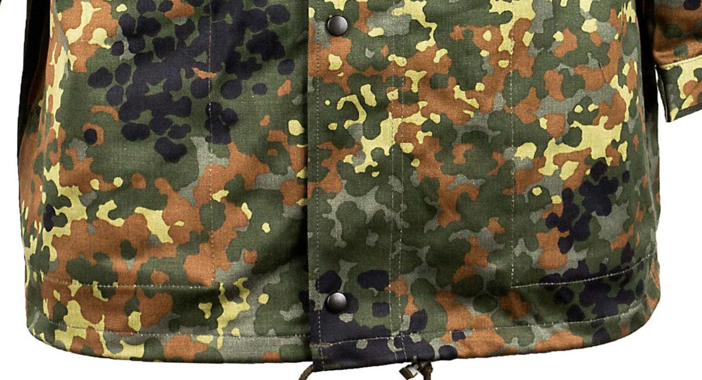 Original German BW Army Field Jacket Parka Military Issue Flecktarn Camo Used