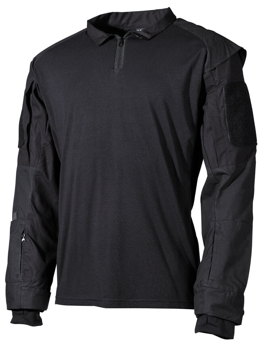 US Tactical Shirt Mens Combat Police Security Jacket Ripstop Uniform Black MFH
