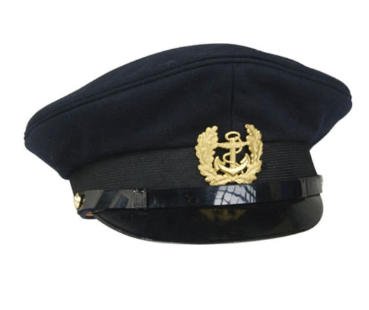 Army Style Navy Visor Hat With Insignia With Badge Brass Dark Blue