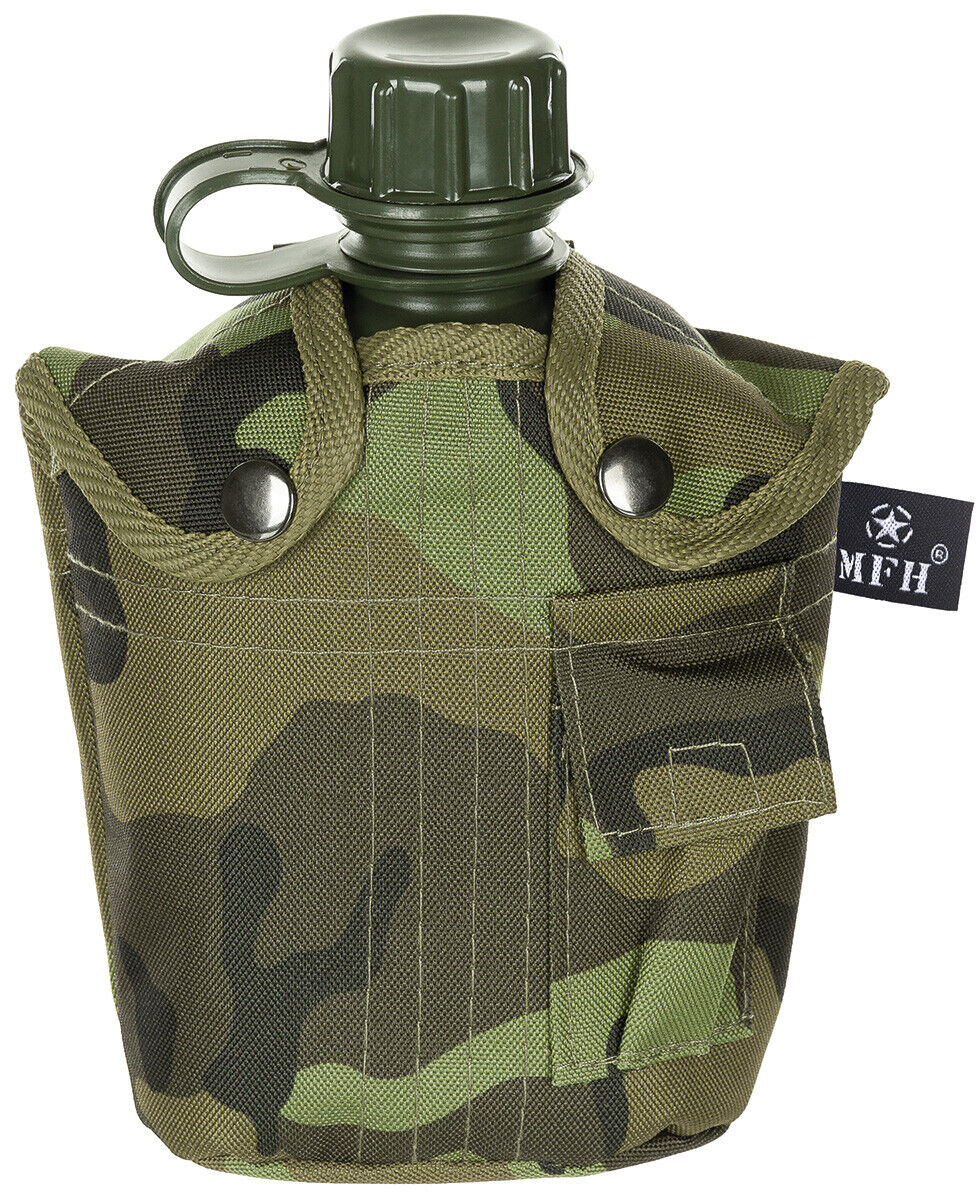 US Army Military Style Plastic Canteen 1L Cover  M 95 CZ Camo BPA Free