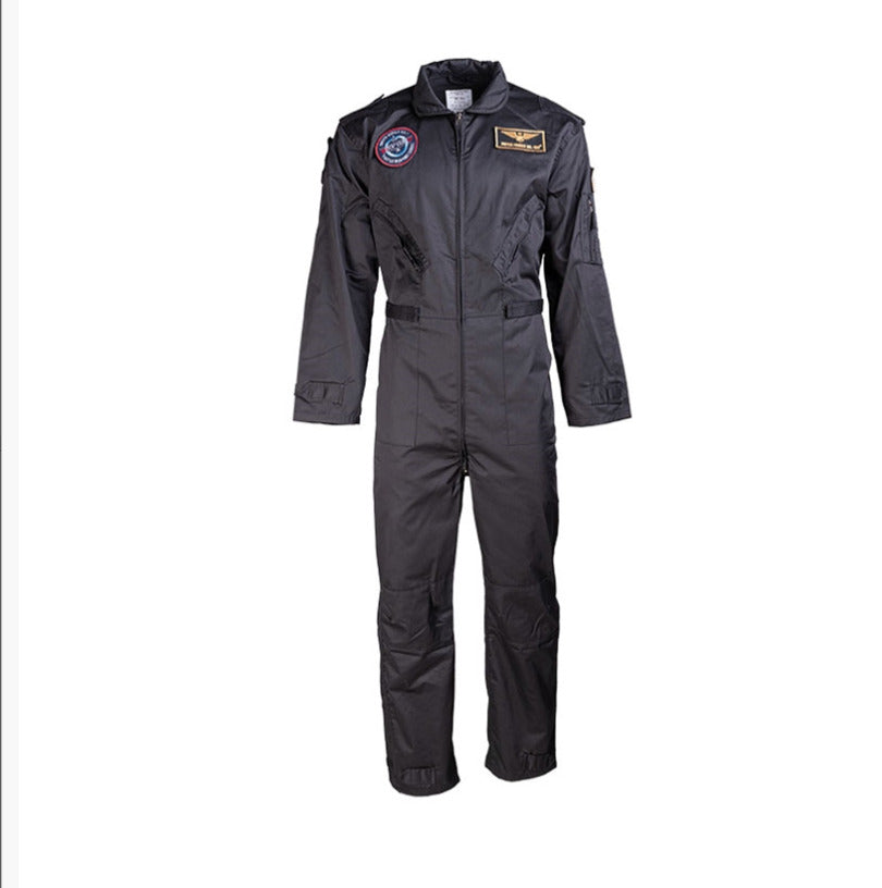 US Army Style Flight Pilot Military Coverall Kids With Patches Black