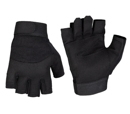 Army Style Military Action Fingerless Gloves Tactical Protection Combat Black
