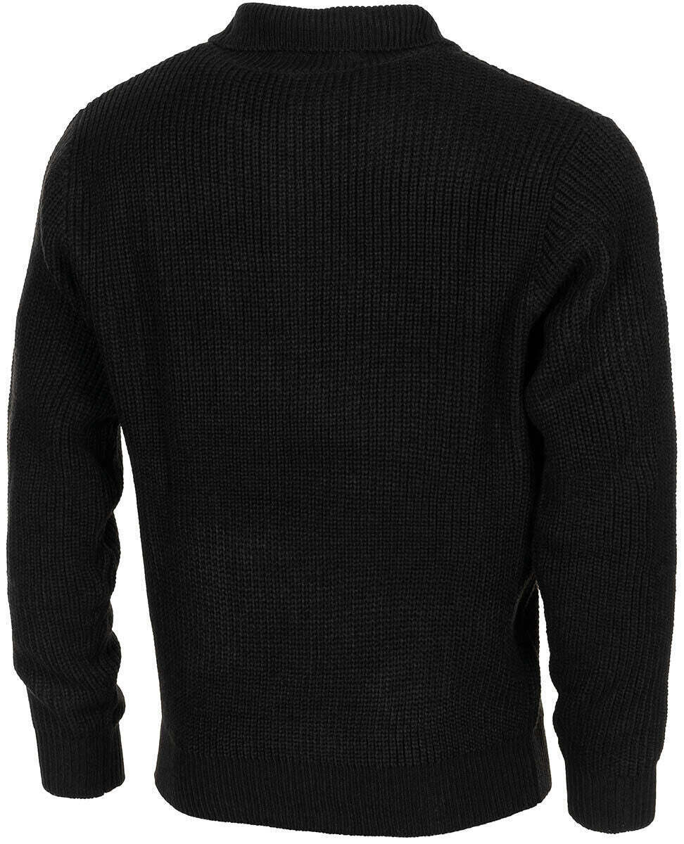 Army Military Sweater Pullover Troyer  Zip On The Collar Acrylic Black