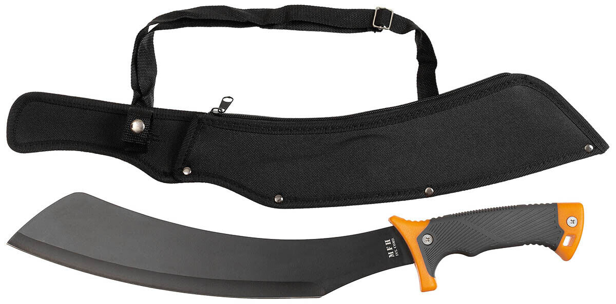 Samurai Machete, Black, Non-Slip Handle Nylon Sheath with Shoulder Strap