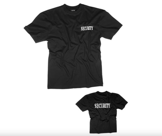 Security Guard Police T-Shirt With Double Print Security Black 100% Cotton
