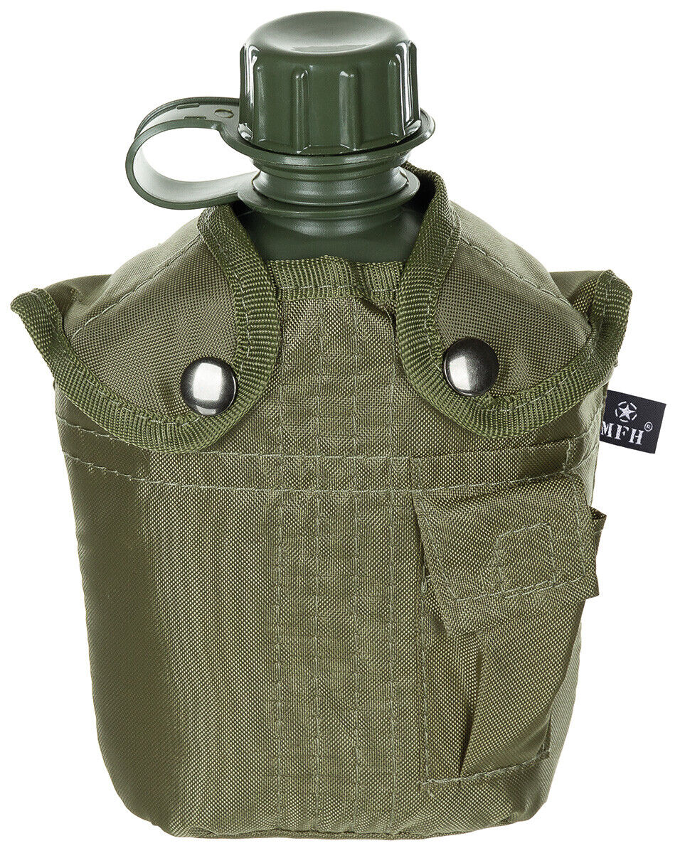 US Army Military Style Plastic Canteen 1L Cover  OD Green BPA Free