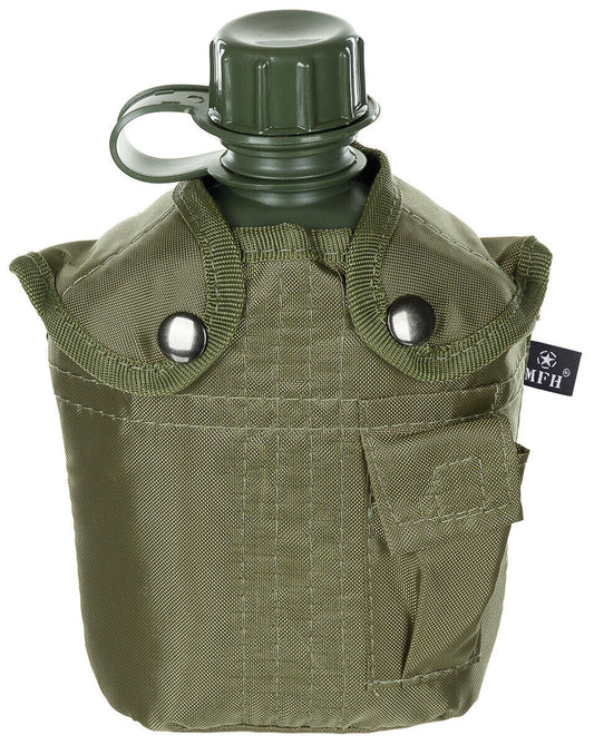 US Army Military Style Plastic Canteen 1L Cover  OD Green BPA Free