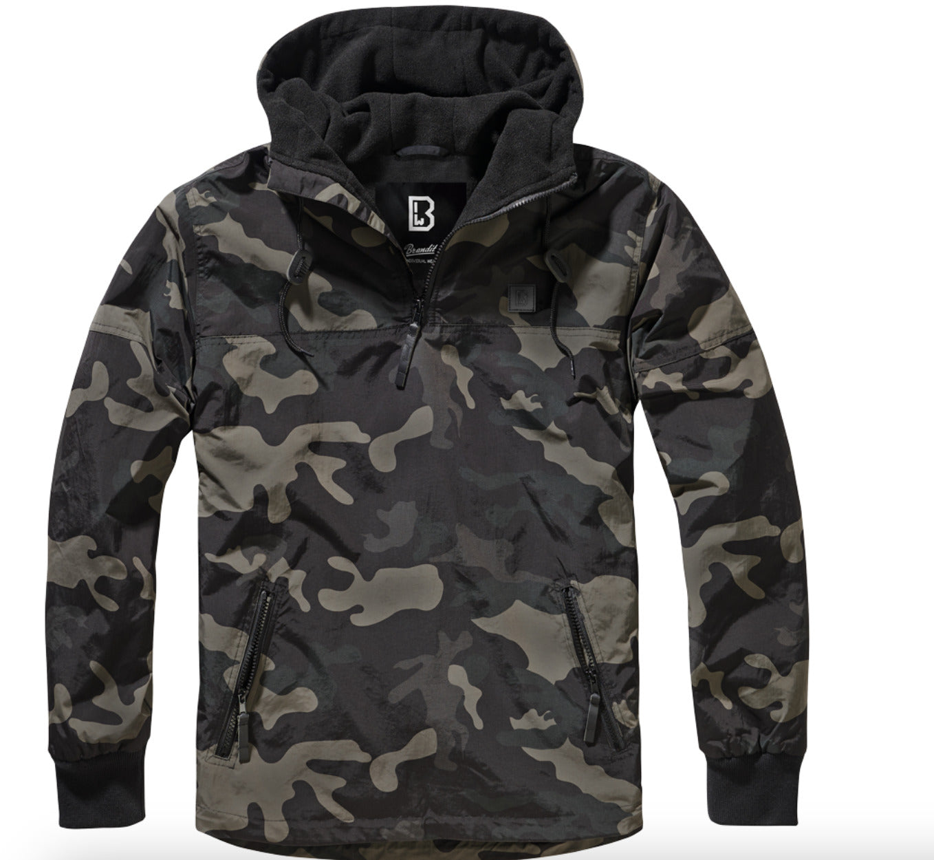 Brandit Luke Windbreaker Anorak Dark Camo – Fleece Lined Outdoor Jacket