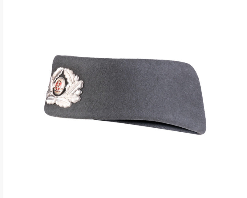 East German Felt Hat with Original Insignia Vintage Military Surplus Collectible