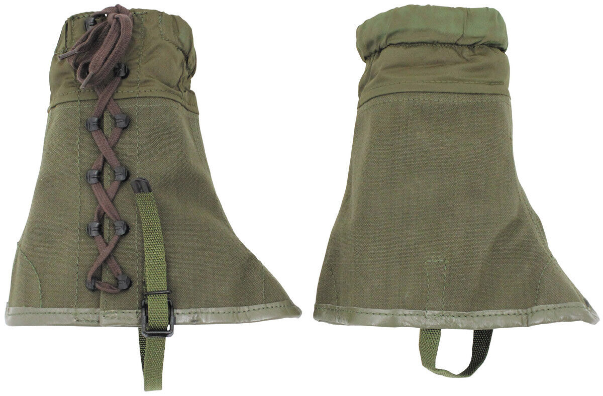 Original Vintage Italian Army Winter Gaiters OD Green Canvas
